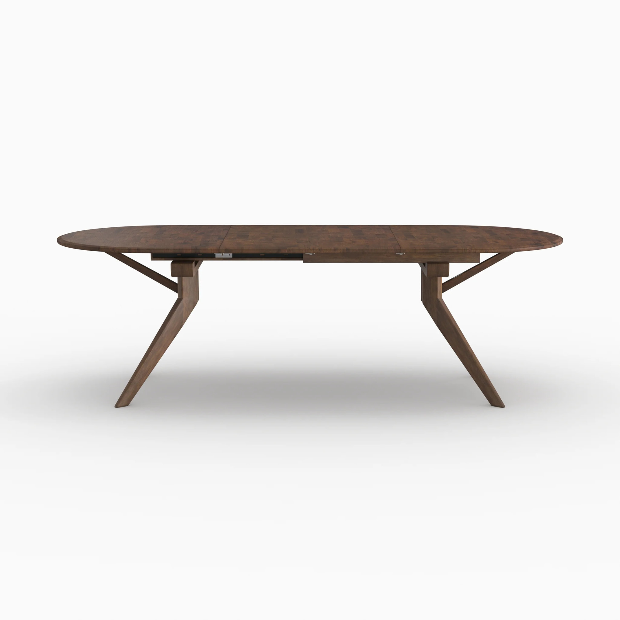 Table extensible en bois d'hévéa massif foncé 6 à 10 personnes - Oli
