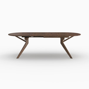 Table extensible en bois d'hévéa massif foncé 6 à 10 personnes - Oli