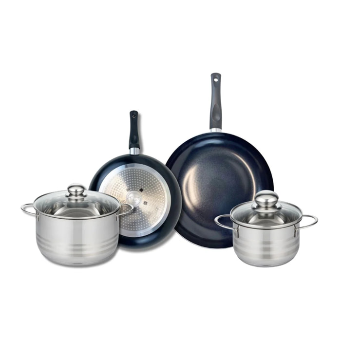 Ensemble de 2 Poêles de cuisson 24 et 28 cm et 2 faitouts 16 et 20 cm Elo Prima Brillant