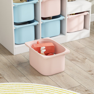Rangement enfant - combinaison structure + bacs - coffre à jouet dim. 96L x 38l x 90H cm - blanc bleu rose pâle
