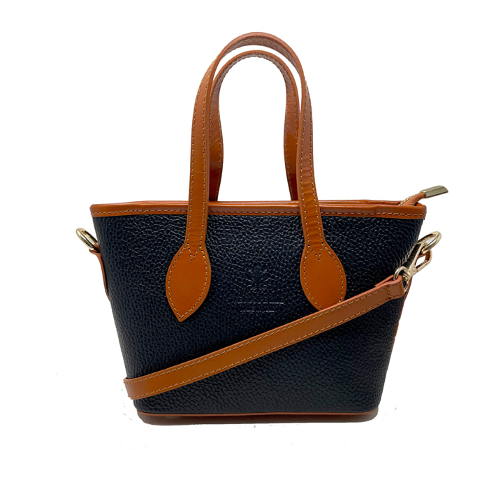 Chicca Borse - Borsa a Mano Donna in Vera Pelle - Colore Nero