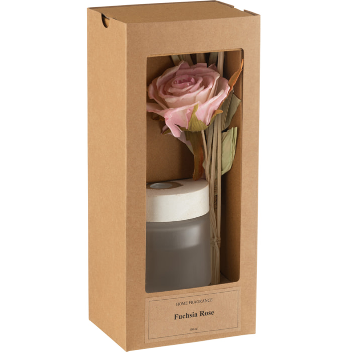 J-Line huile parfumée + fleur - verre - rose