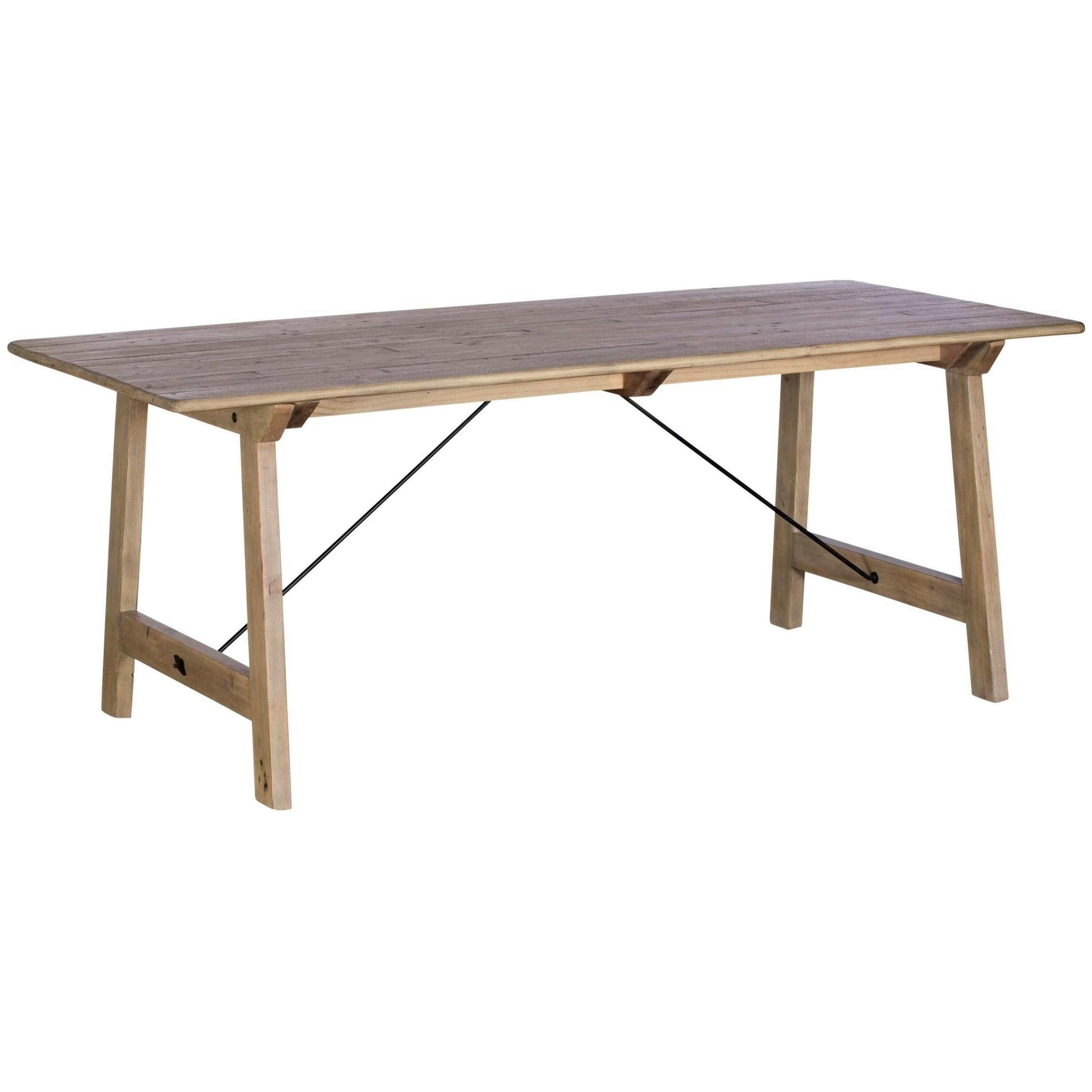 Table à manger en bois recyclé clair tréteaux 200 cm SALERNE