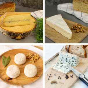 Plateau du Berger - 780g - Morbier AOP 250g, Brie de Meaux AOP 200g, 3 crottins de chèvre 120g et d'un Bleu des Causses 200g - France