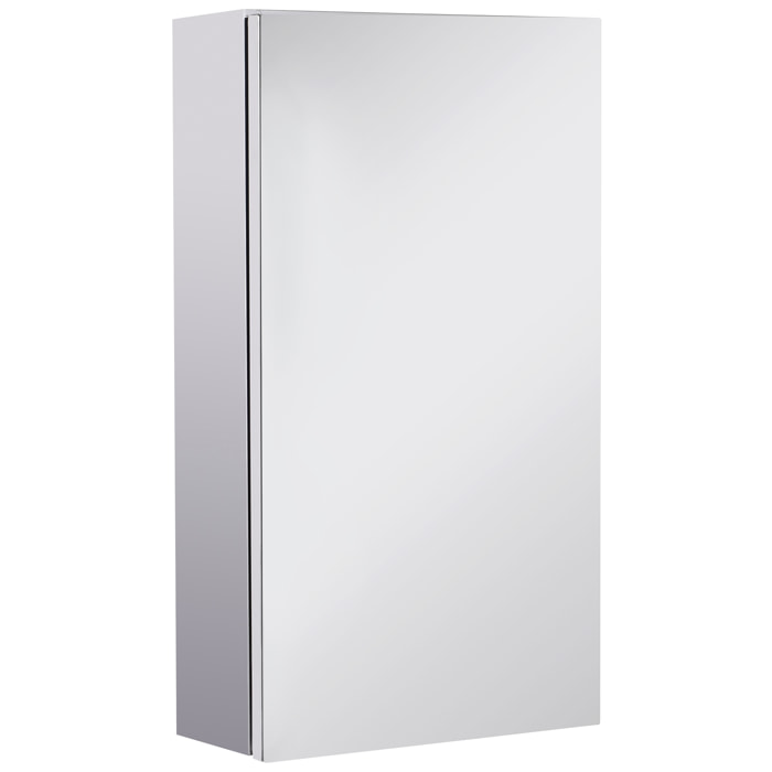 Armario de Baño con Espejo Puerta 2 Estantes de Almacenamiento 30x14x55 cm Plata