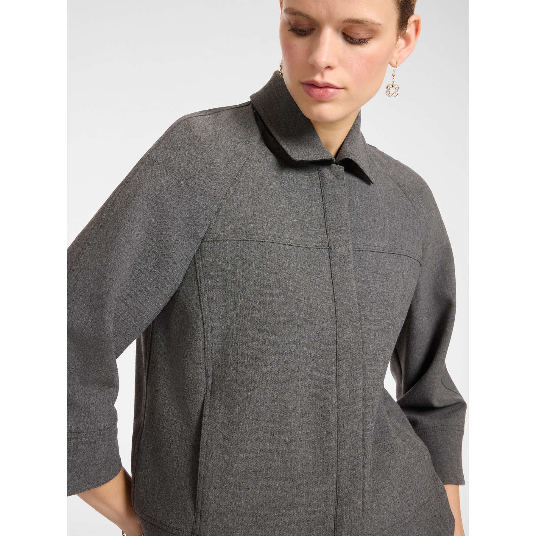 Elena Mirò - Chaqueta de corte A cuadrado - Gris