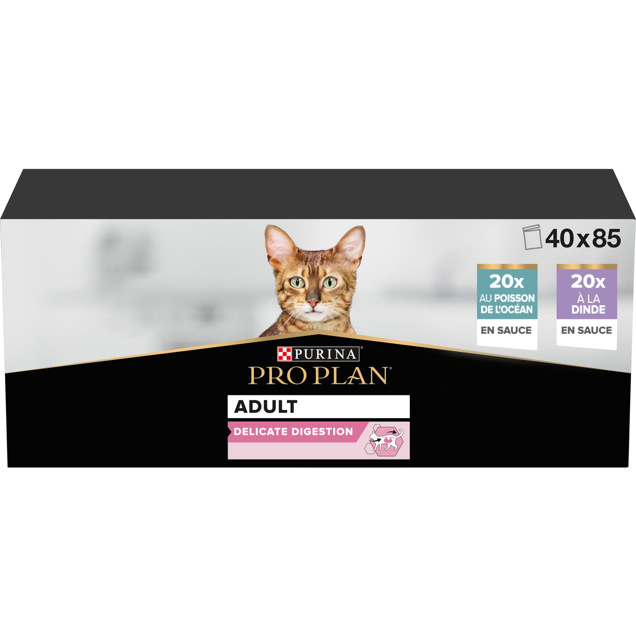 PRO PLAN Adulte Delicate Digestion Dinde Poisson Sauce 40x85g