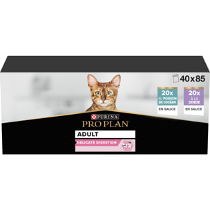 PRO PLAN Adulte Delicate Digestion Dinde Poisson Sauce 40x85g