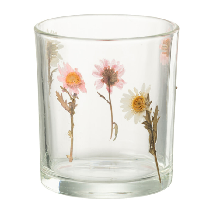 J-Line photophore Peggy Fleurs - verre - transparent - small
