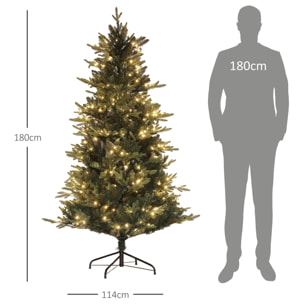 Árbol de Navidad 180 cm Árbol de Navidad Artificial con 350 Luces LED 726 Ramas y Soporte de Acero Árbol Navideño para Salón Interior Verde
