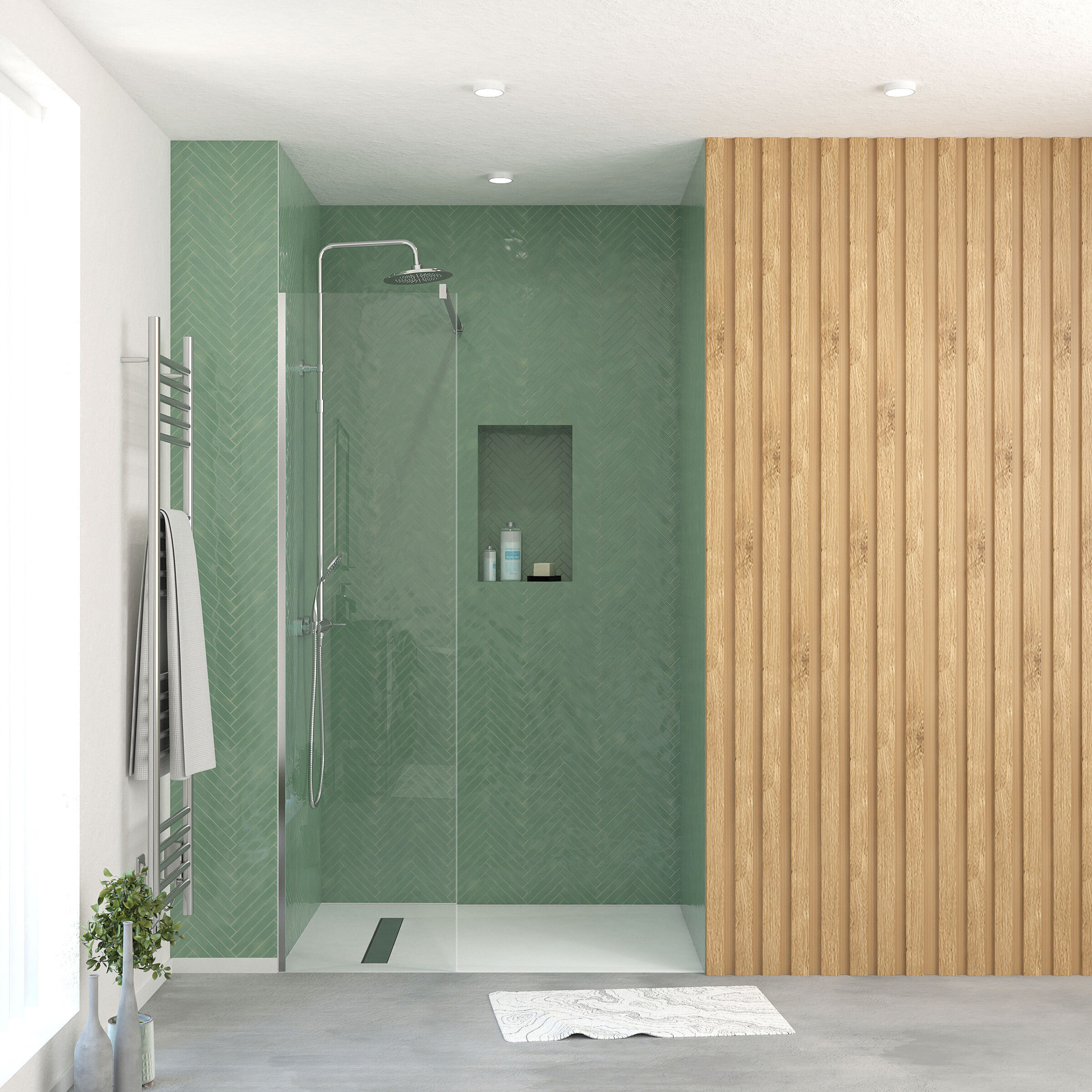 Paroi de Douche 50x195 cm en Verre Trempé 5 mm - Finition Chromé - CHROMED ELEMENTARY