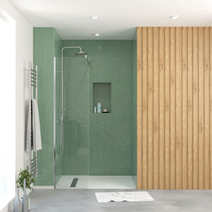 Paroi de Douche 50x195 cm en Verre Trempé 5 mm - Finition Chromé - CHROMED ELEMENTARY