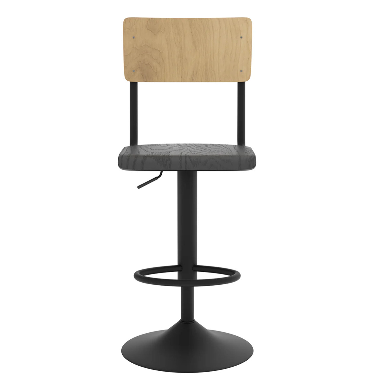 Lot de 2 chaises de bar réglables 60/80 cm en bois clair et noir - Clem