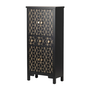 Cabinet Madera Negro-dorado 60x30x130 Cm