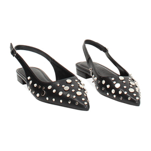 Ballerine slingback donna nere con borchie