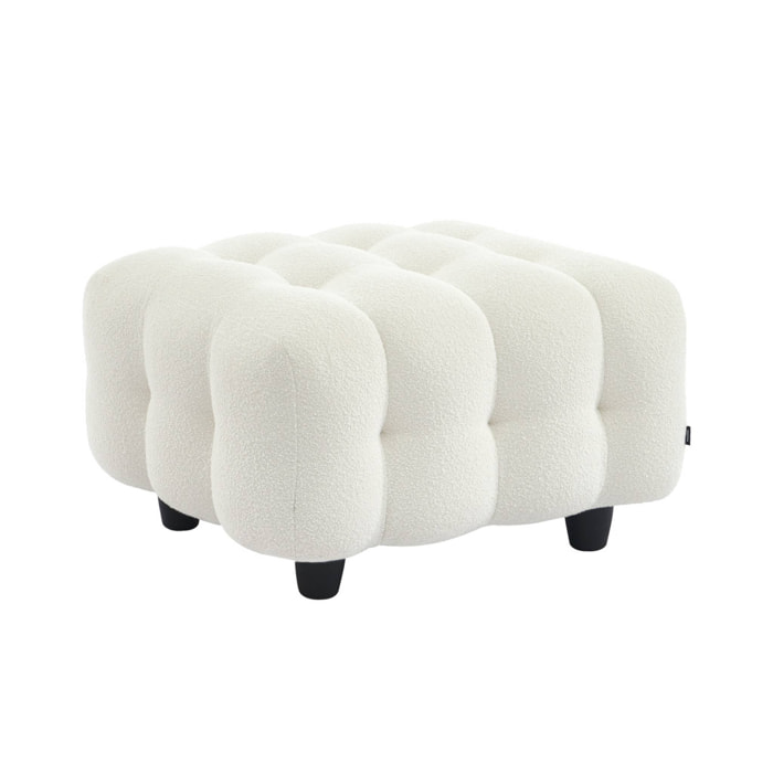 Pouf. module pour canapé. repose-pieds pour canapé 3 places en bouclette texturée crème L 69 x P 59 x H 48cm - Leon