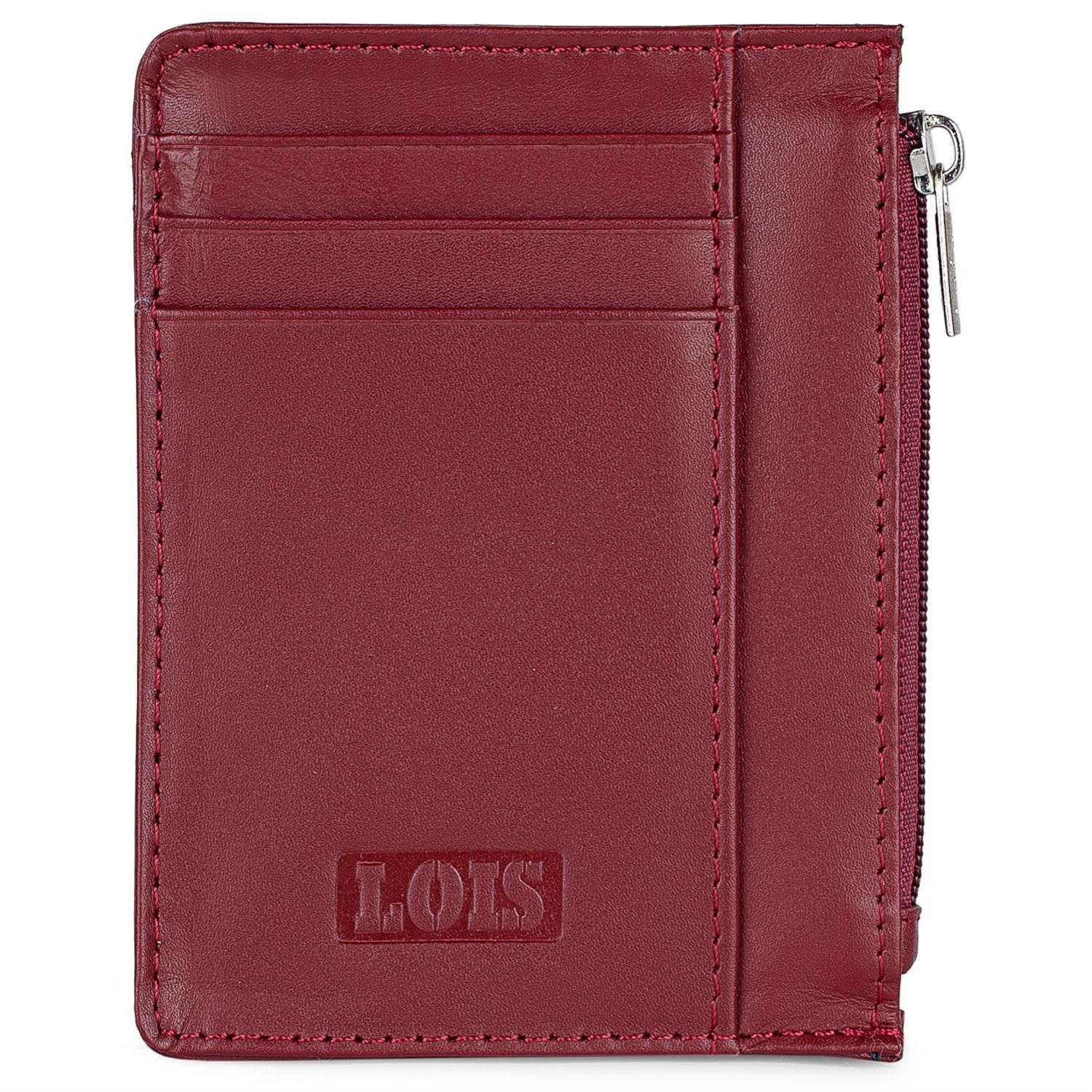 Tarjetero Monedero Lois Cloud De Piel Genuina Rojo