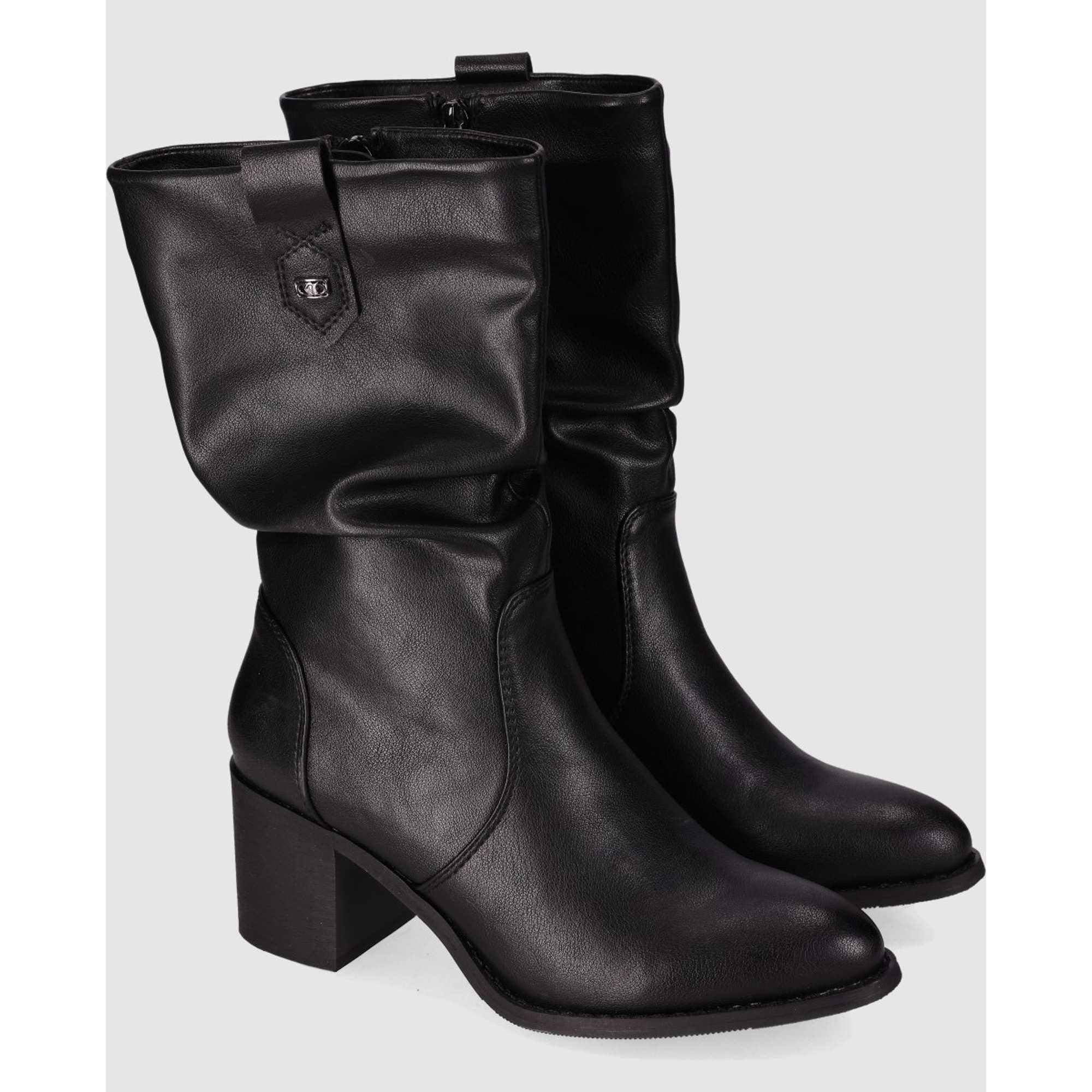 Botines de Piel Sintética - Negro - Tacón: 5 cm