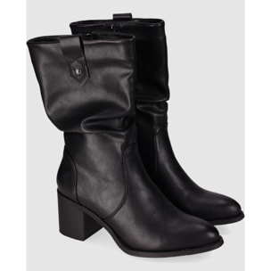 Botines de Piel Sintética - Negro - Tacón: 5 cm