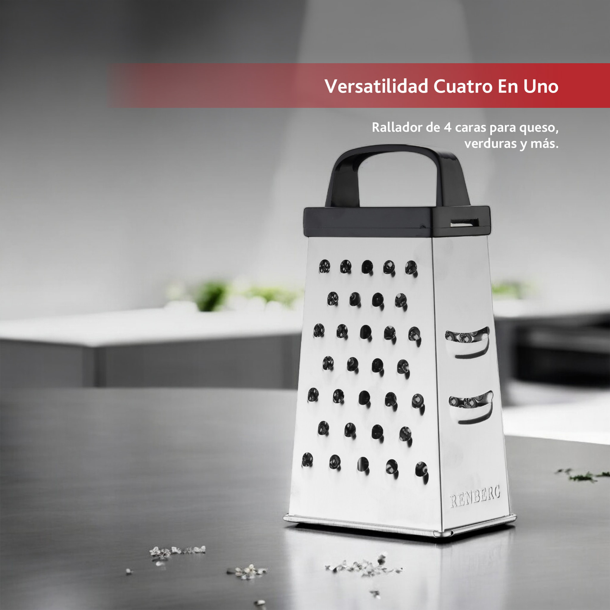 Rallador de Acero inoxidable de 4 caras 8,9x6,4x16,5cm