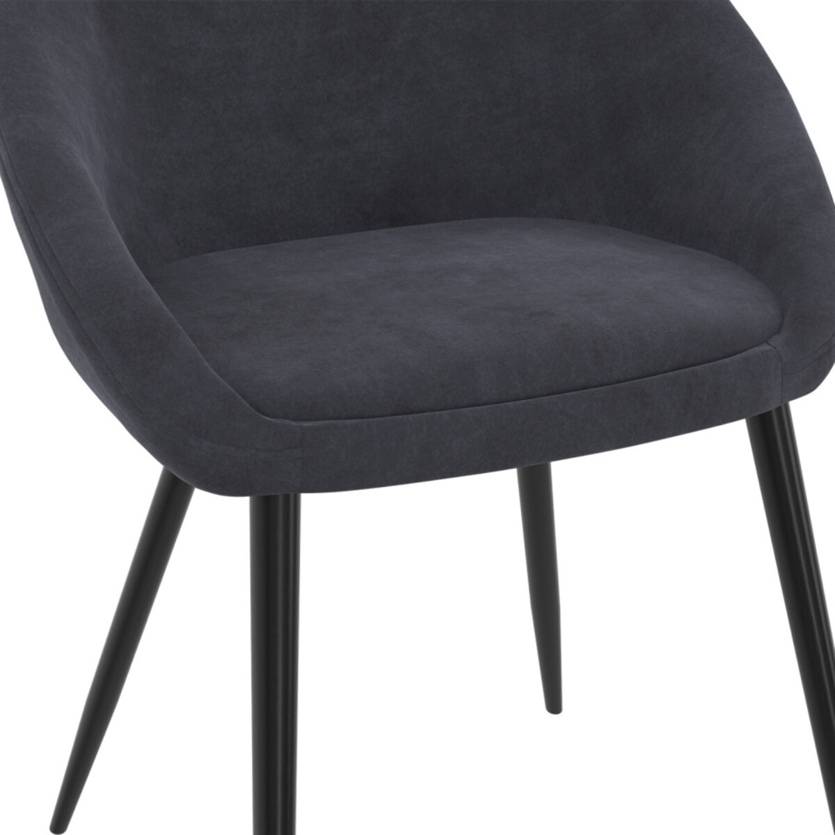 Chaises Dory en velours et pieds noirs - Gris