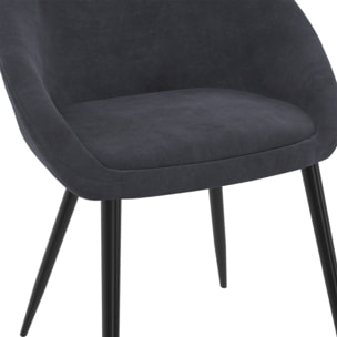 Chaises Dory en velours et pieds noirs - Gris