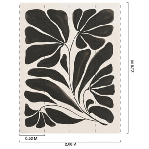 Papier peint graphique black flower Intissé