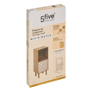 Etagère 2 cases 1 porte Mix'N'Match bois et motif rayé