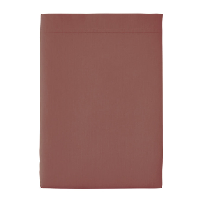 Drap plat uni en percale de coton, PREMIÈRE, Bois de rose