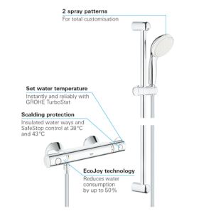 GROHE Grohtherm 800 Mitigeur thermostatique douche 1/2" avec ensemble de douche