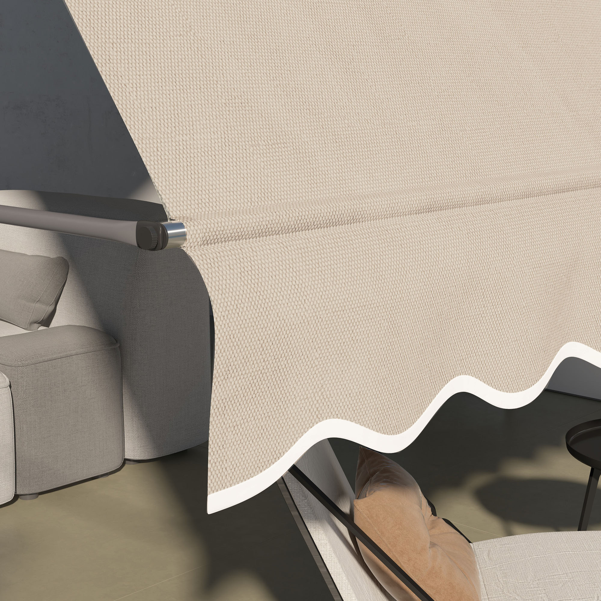 Toldo Manual Retráctil 3,5x1,2 m Toldo Exterior Terraza Enrollable Altura Ajustable con Manivela 210-300 cm Sin Taladro Protección UV30+ para Balcón Jardín Arena