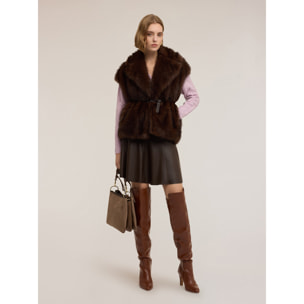 Motivi - Falda línea A en tejido revestido - Marrón