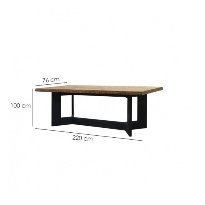 Table de repas en pin & pieds en bois noir L220 - ORIGIN