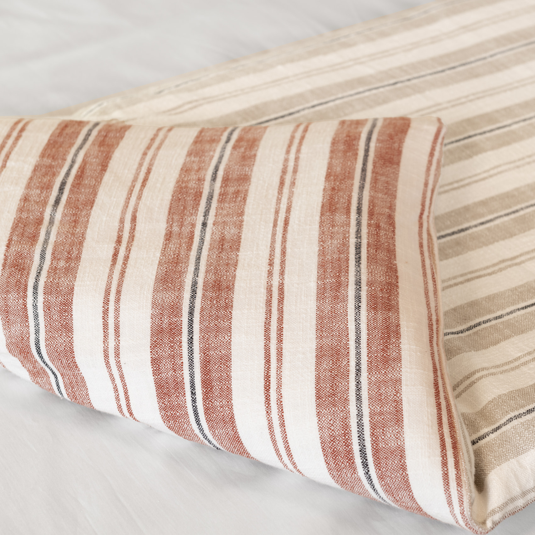 Édredon 100% coton rayures tapissier deux faces LOURMARIN - Beige