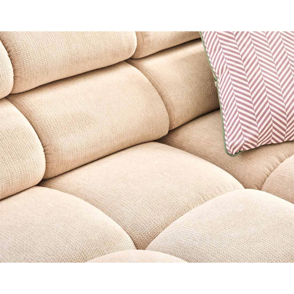 Matera - canapé d'angle gauche 3 places avec têtières réglables en tissu texturé - Beige