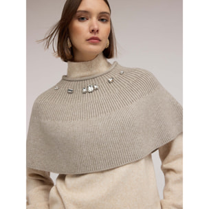 Motivi - Chal de punto acanalado con piedras - Beige