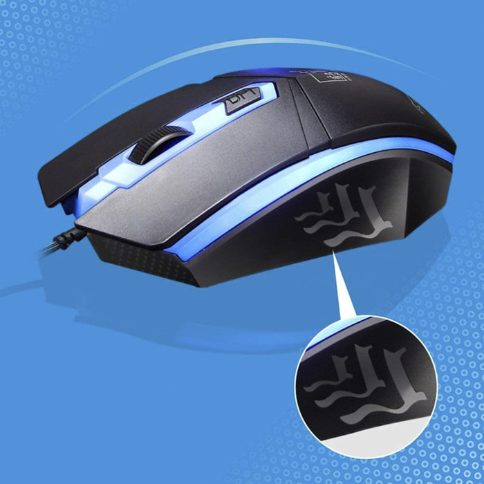 DAM Pacchetto gaming  G21B composto da tastiera e mouse con luci RGB. 44,5x3x14 centimetri. Colore nero