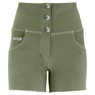 Shorts push up WR.UP® in gabardine vita alta e taglio vivo