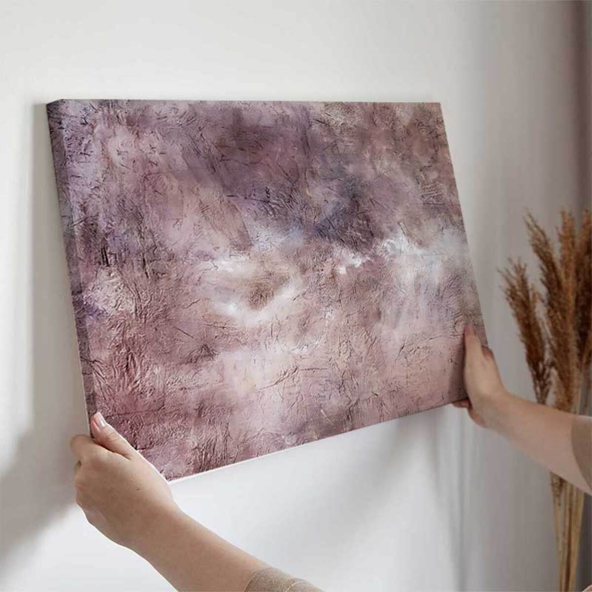 Tableau abstrait texture rosée Toile imprimée