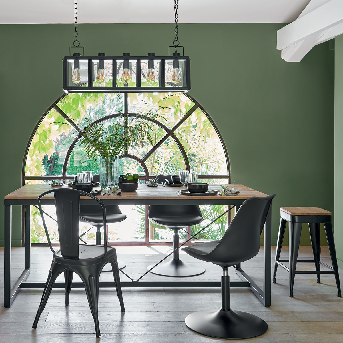 Table à manger "Edena" - métal & bois d'acacia