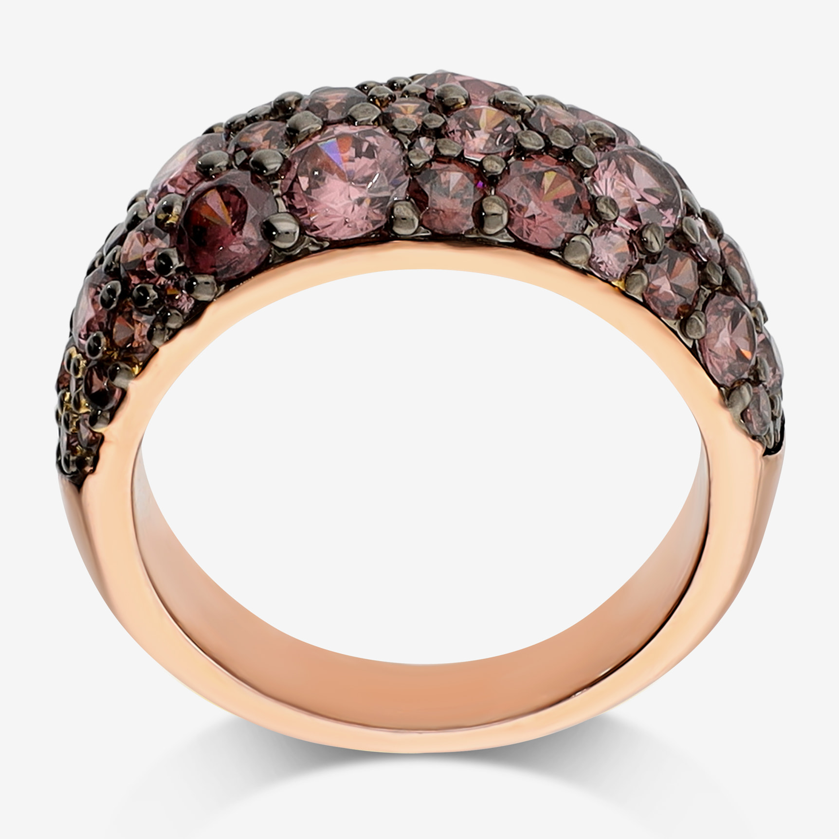 Anello a Fascia con Pavé di Cubic Zirconia Viola Scuro