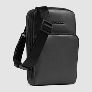 Piquadro Pochette pour téléphone tour du cou en cuir avec porte-cartes de crédit et protection RFID