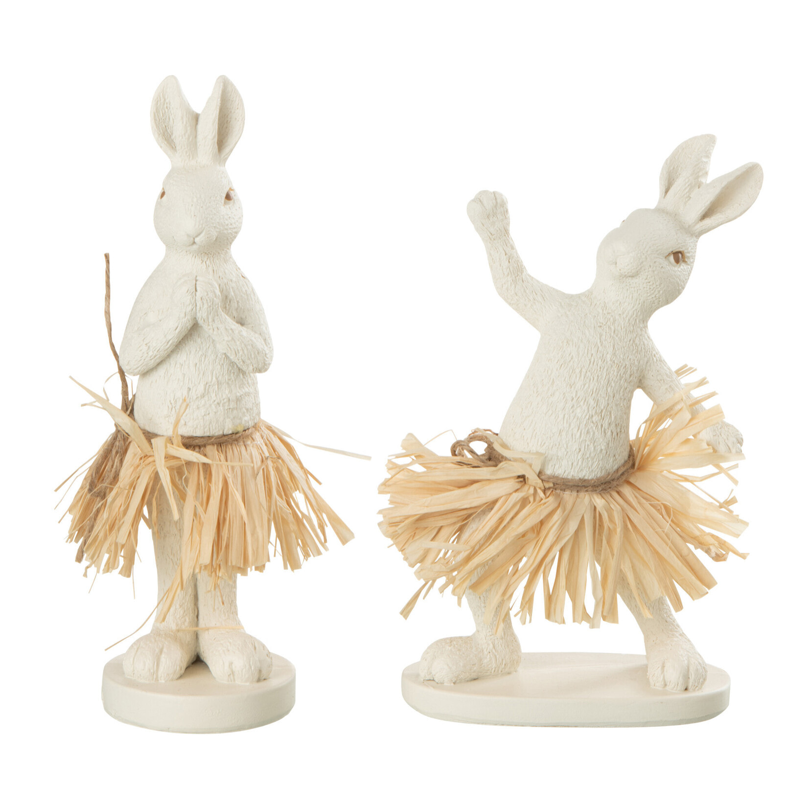 J-Line figurine Lapin Debout Yoga - pierre - blanc - 2 pièces