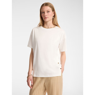 Elena Mirò - T-shirt con bottoni sugli spacchi - Bianco