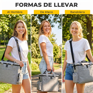 Bolso de Viaje para Perros, Bolsa de Premios con 2 Contenedores de Pienso y Cuenco Plegable de Silicona, Bolsillos, Divisor Ajustable, para Gatos y Cachorros, Portátil y Duradero, Gris Claro