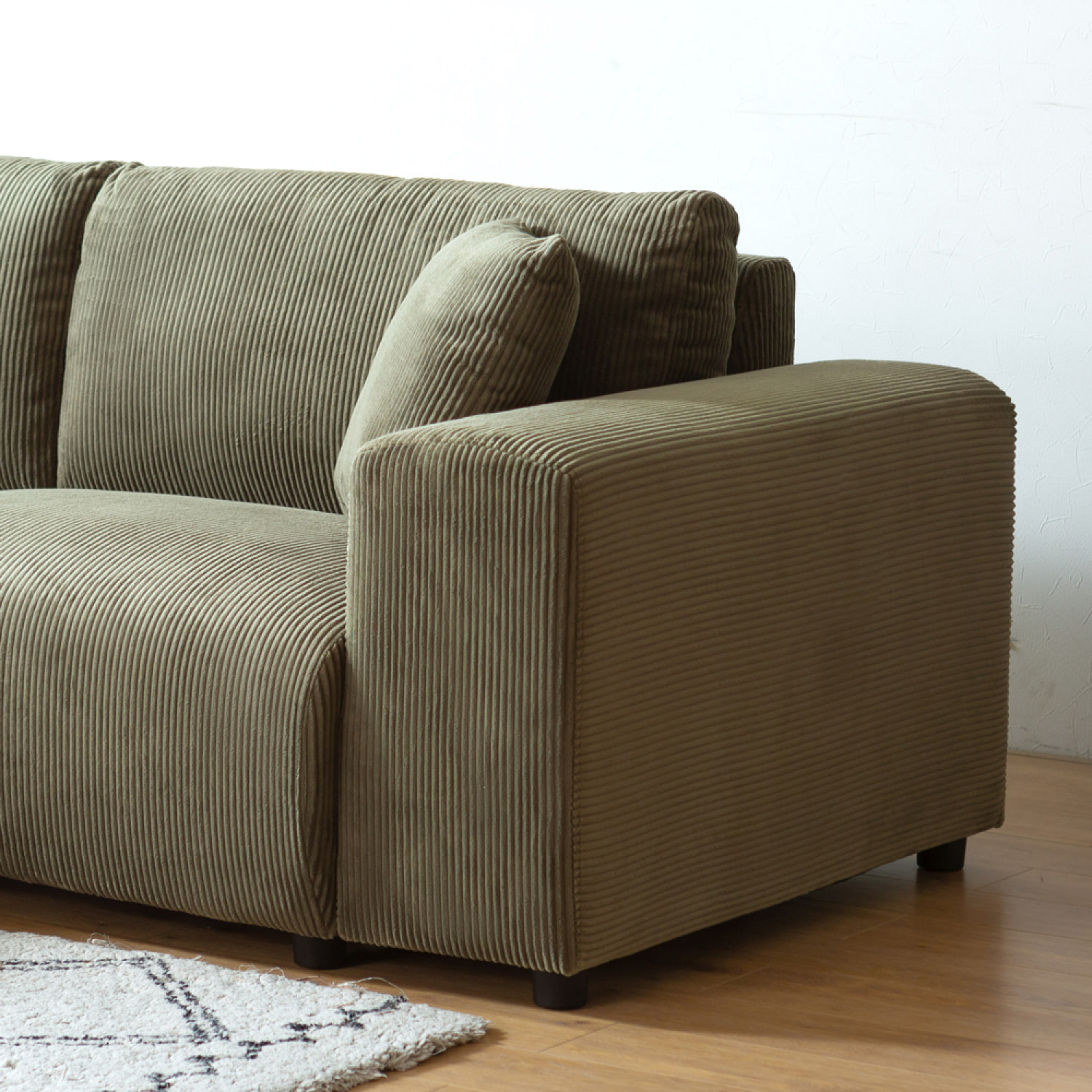 JAMBI Canapé d'angle réversible 3 places en velours côtelé vert