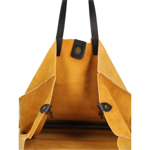 Borsa a mano da donna Made in Italy - Modello Novara Lux - Pelle Scamosciata - 34.5 x 32.0 x 17.0 cm