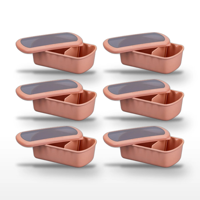Lot de 6 Lunchbox Terracotta à compartiment réglable Fackelmann Storage