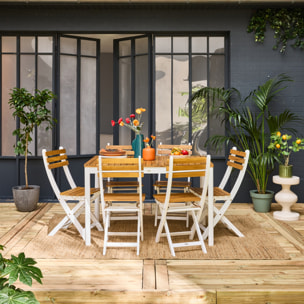 Table de jardin bois d'acacia + 6 assises CALENA + SENORA