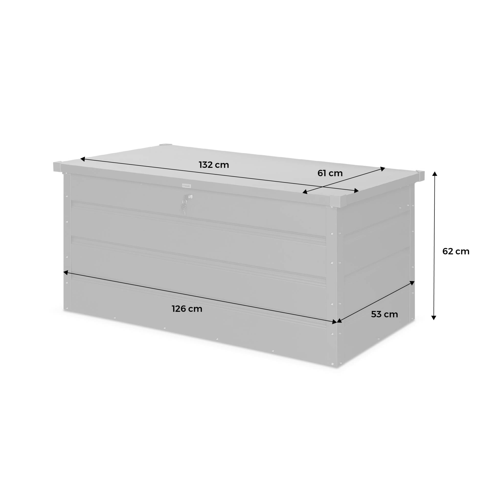 Coffre de jardin en métal - DETROIT- 385L gris aluminium